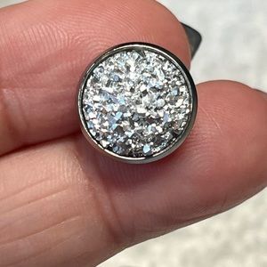 Dark Silver resin druzy button earrings NWOT